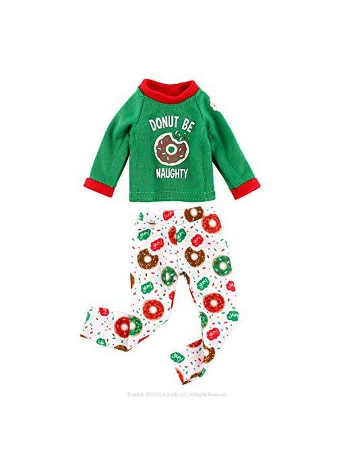 The Elf on the Shelf Donut Pajama Outfit - 2019 Retro Claus Couture Sleepover Set (Two Piece) - Cute Christmas Themed PJ Outfit For Both Boy and Girl Elves - Dress Your Sleepy Elves For Christmas Eve