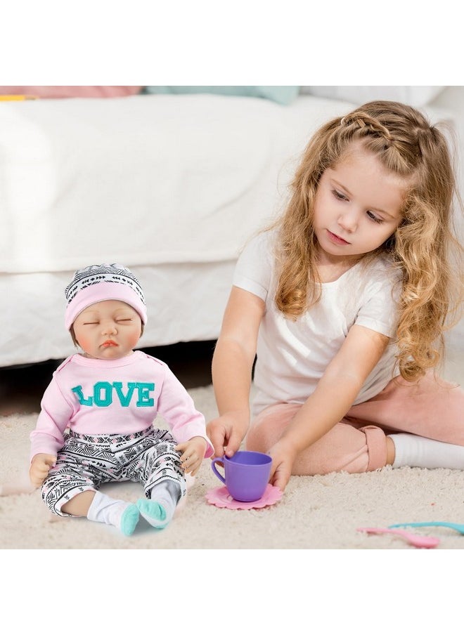 Reborn Baby Girl Doll Clothes Pink Outfits Accesories 8 Pcs Set with Backpack&Diaper for 17-22 Inch Reborn Doll Newborn Girl