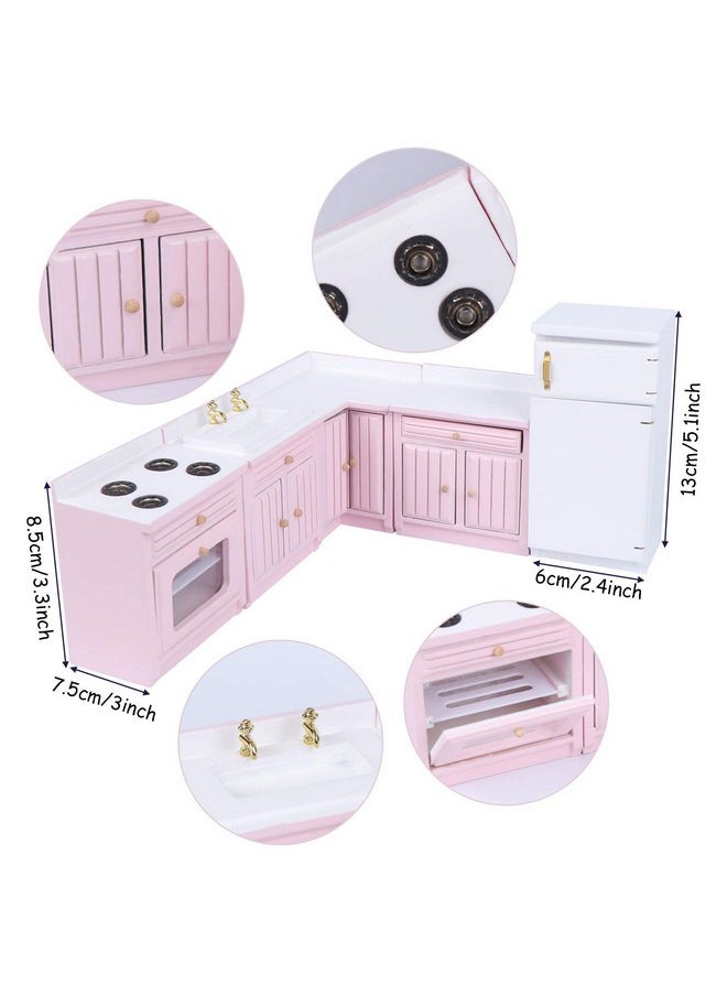 Haomian Dollhouse Kitchen Furniture Kit 1:12 Dollhouse Miniature Furniture Wooden Kitchen Cabinet Fridge Set Kitchen Dining Room Furniture for 1:12 Dollhouse Miniatures Scenes Accessories