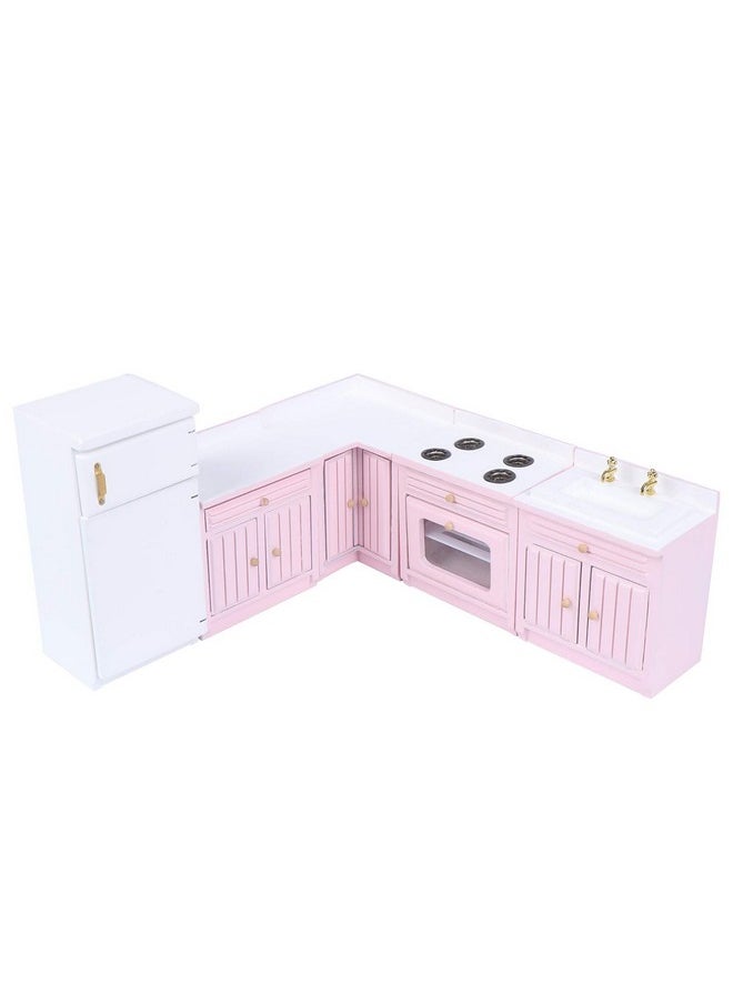 Haomian Dollhouse Kitchen Furniture Kit 1:12 Dollhouse Miniature Furniture Wooden Kitchen Cabinet Fridge Set Kitchen Dining Room Furniture for 1:12 Dollhouse Miniatures Scenes Accessories
