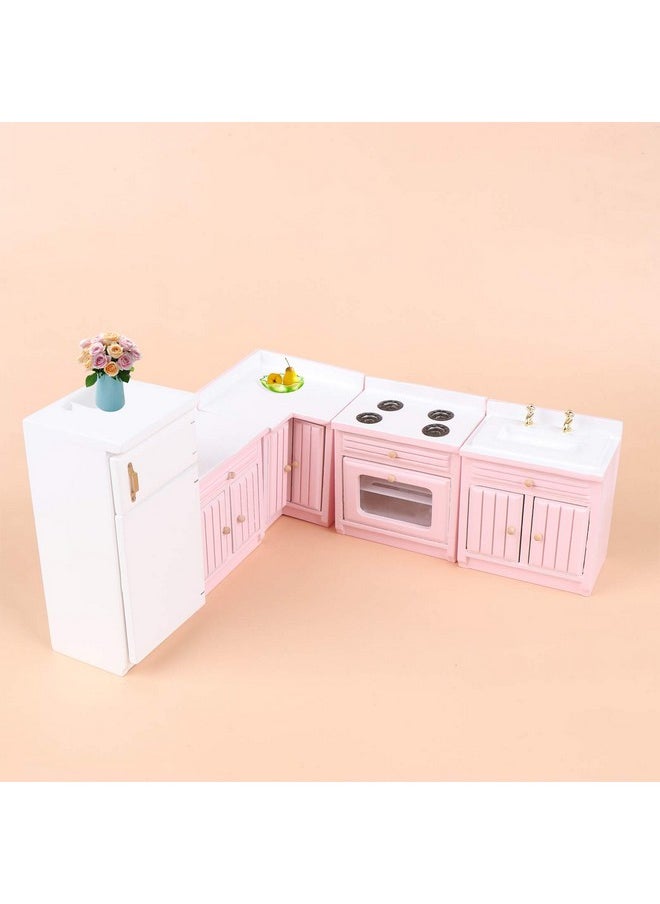 Haomian Dollhouse Kitchen Furniture Kit 1:12 Dollhouse Miniature Furniture Wooden Kitchen Cabinet Fridge Set Kitchen Dining Room Furniture for 1:12 Dollhouse Miniatures Scenes Accessories