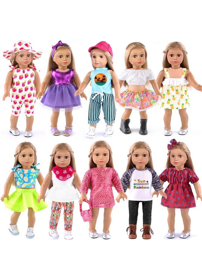 ebuddy 10 Sets 18 Inch Doll Clothes 18 Inch Doll Clothes and Accessories Fit for 18 inch Dolls 18 Inch Girl Doll