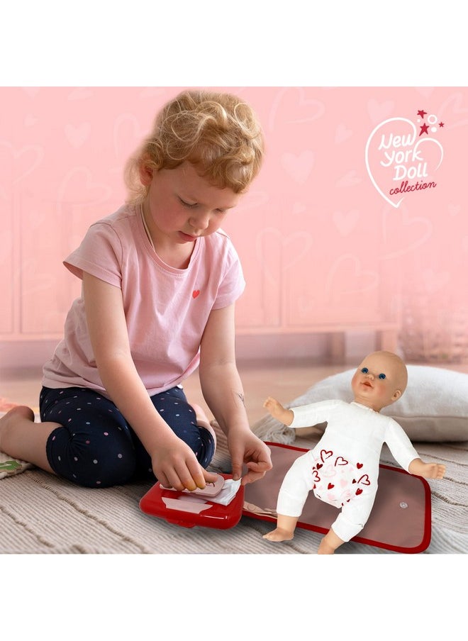 Baby Doll Diaper Bag Set with Accessories | Kids Pretend Diaper Bag Toy with Baby Doll Accessories Set (Includes Bottle, Bib, Changing Mat, Play Diaper, Rattle, Plastic Dispenser Box)