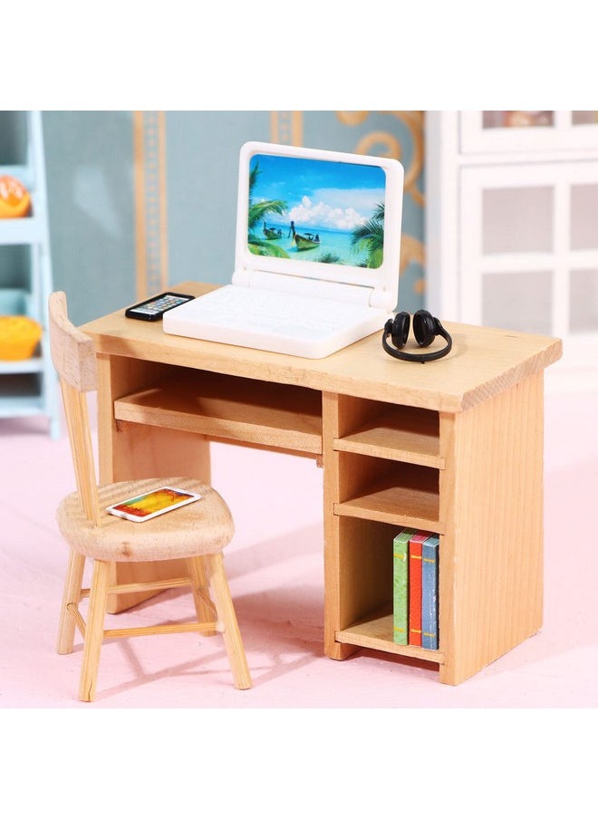 Haomian 5 Pcs/Set Dollhouse Mini Laptops/Phone,Scene Miniatures Computers Mobiles Phones Simulation Mini Toy Craft for Doll House Decoration,1:12 Scale Dolls House Furniture Doll Accessories