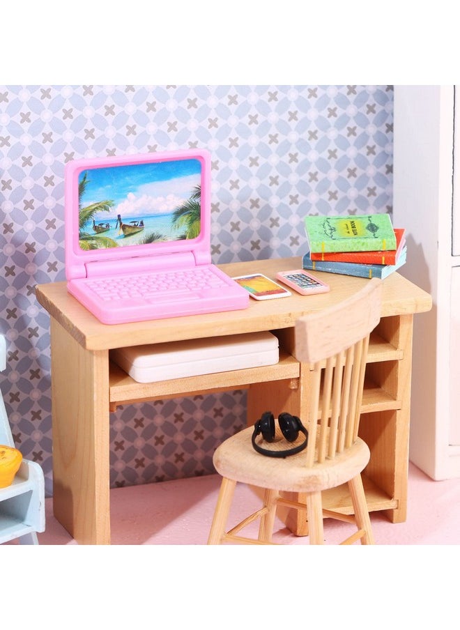 Haomian 5 Pcs/Set Dollhouse Mini Laptops/Phone,Scene Miniatures Computers Mobiles Phones Simulation Mini Toy Craft for Doll House Decoration,1:12 Scale Dolls House Furniture Doll Accessories
