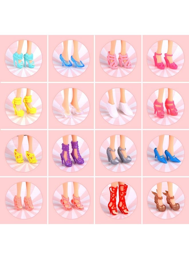 JANYUN 50 Pairs Doll Shoes Various Styles Replacement High Heel Boot Bulk for 12