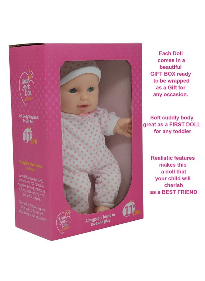 11 inch Soft Body Hispanic Newborn Baby Doll in Gift Box - Doll Pacifier Included