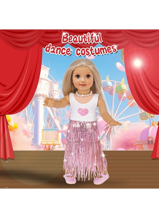 ebuddy 18 Inch Doll Clothes and Accessories-Fashion Fringe Dress with Travel Suitcase Backpack Manicure Playset Including Tassel Dress Set, Suitcase, Backpack, Glasses, Shoes, Nail kit(No Doll)