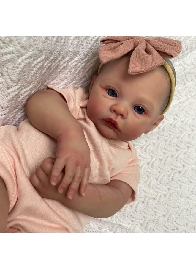 iCradle Lifelike Reborn Baby Dolls 19 Inch Realistic Newborn Baby Dolls Vinyl Girl Real Life Baby Dolls Hand Painted Hair Toy for Kids Age 3+