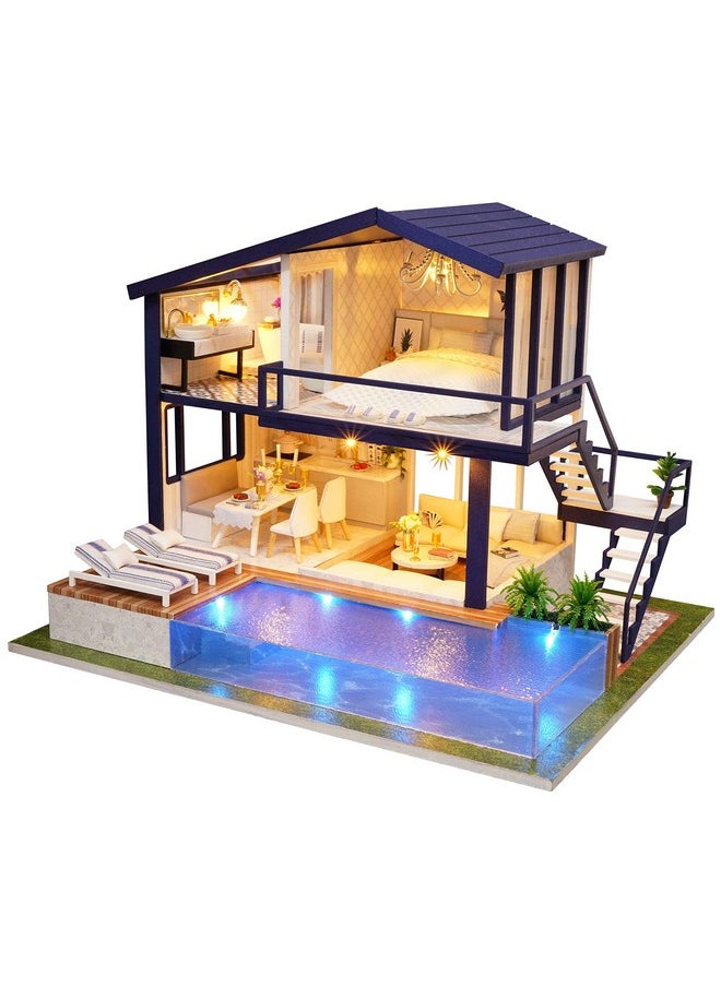 Flever Dollhouse Miniature DIY House Kit Manual Creative with Furniture for Romantic Artwork Gift (Perfect Time Apartment)