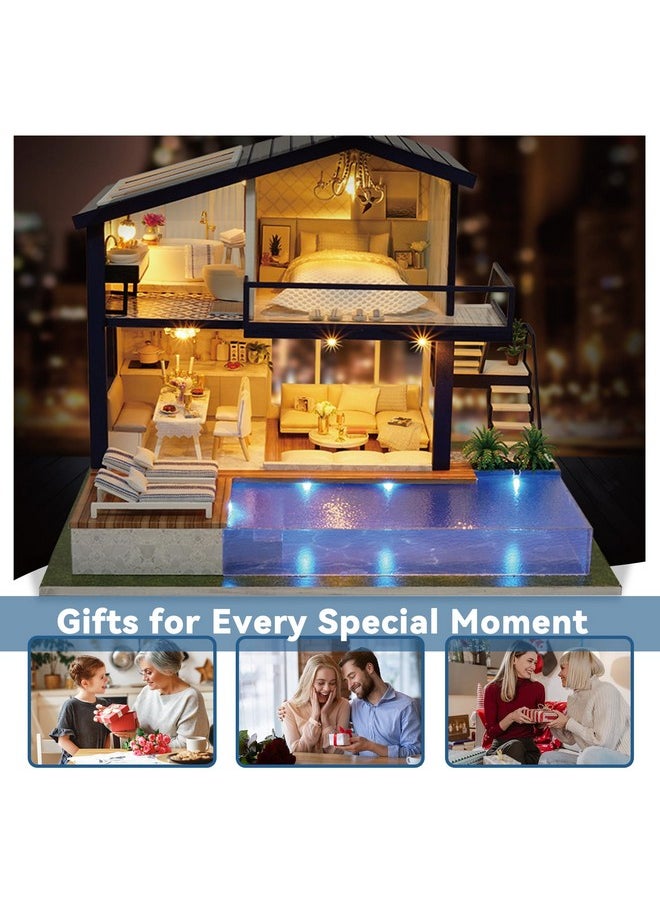 Flever Dollhouse Miniature DIY House Kit Manual Creative with Furniture for Romantic Artwork Gift (Perfect Time Apartment)