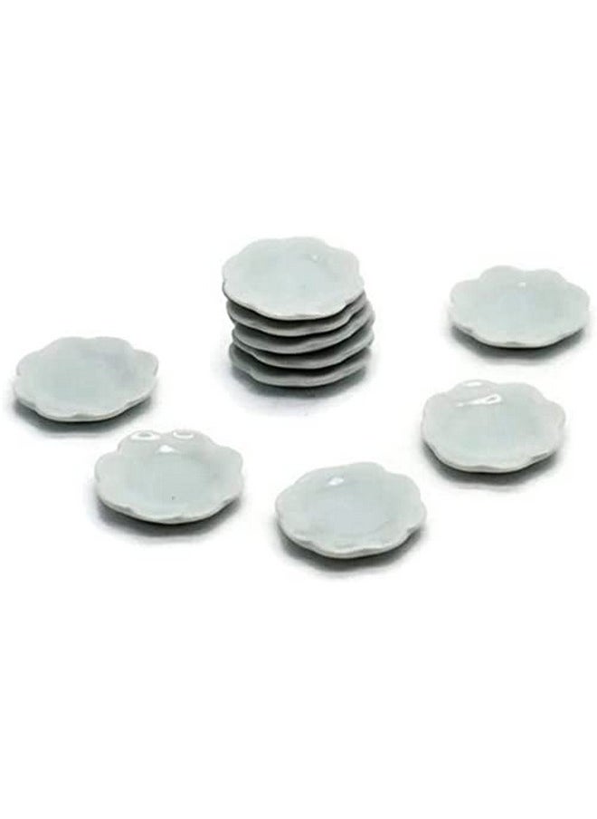 10 White Cearmic Plate Dish Bowl Dollhouse Miniatures Food Kitchen 3 cm.