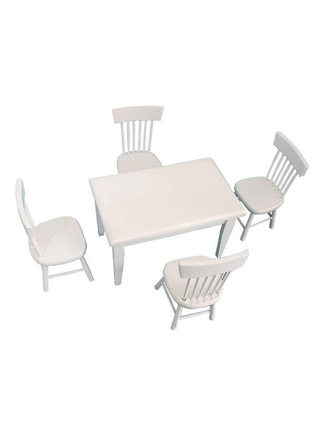 SXFSE Dollhouse Decoration Accessories, 1:12 Dollhouse Miniature Furniture Wooden White Dining Table Chair Model Set