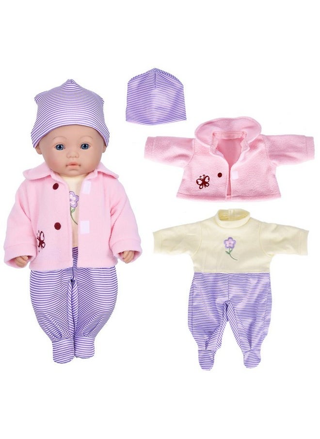 Doll Clothes 3 Set Baby Doll Clothes Fit for 16 to 17 Inch Baby Dolls 15 inch Dolls(Total 7 Pcs)