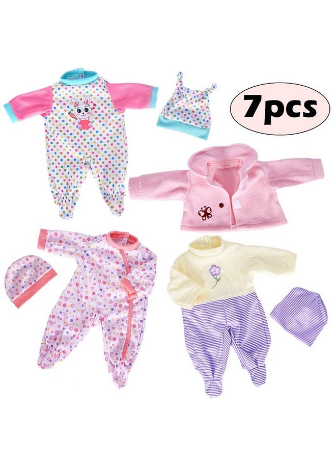 Doll Clothes 3 Set Baby Doll Clothes Fit for 16 to 17 Inch Baby Dolls 15 inch Dolls(Total 7 Pcs)