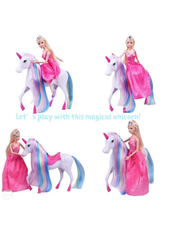 BETTINA Magical Lights Unicom and Princess Doll, Horse Toys Playset, Unicorn Toys Princess Gifts for 3 to 7 Year Olds Girls Kids