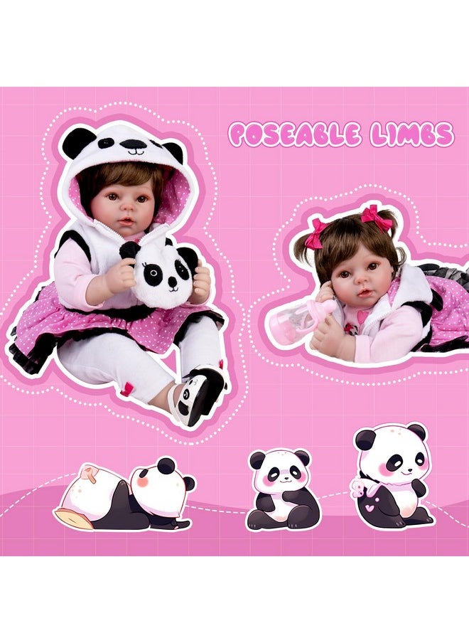 Aori Reborn Baby Dolls - Realistic Baby Doll 22 inch Lifelike Newborn Baby Girl Doll with Panda Theme Gift Set