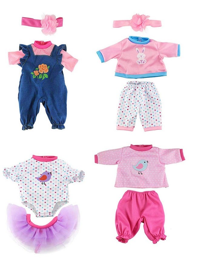 Doll Clothes 4 Sets Doll Fashion Outfits Fit for 43 cm New Born Baby Dolls 14-16-17 Inch Baby Dolls 15 inch Dolls 18 inch Dolls（No Doll
