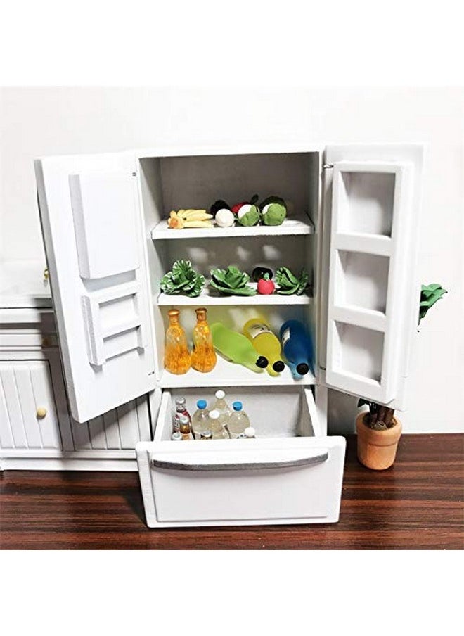 SXFSE Dollhouse Decoration Accessories, 1:12 Dollhouse Miniature Furniture Simulation Fridge Refrigerator Kitchen Prop Decor for Baby Kids Play Pretend Toy (White)