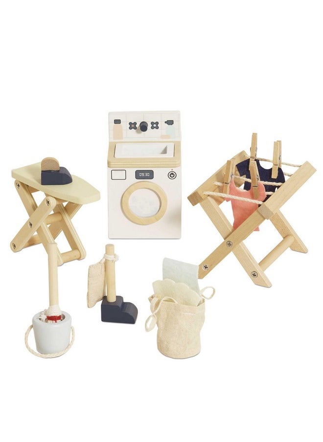 Le Toy Van - Wooden Daisylane Laundry Room Accessories Play Set for Dolls Houses | Girls or Boys Furniture Sets - Suitable for Ages 3+