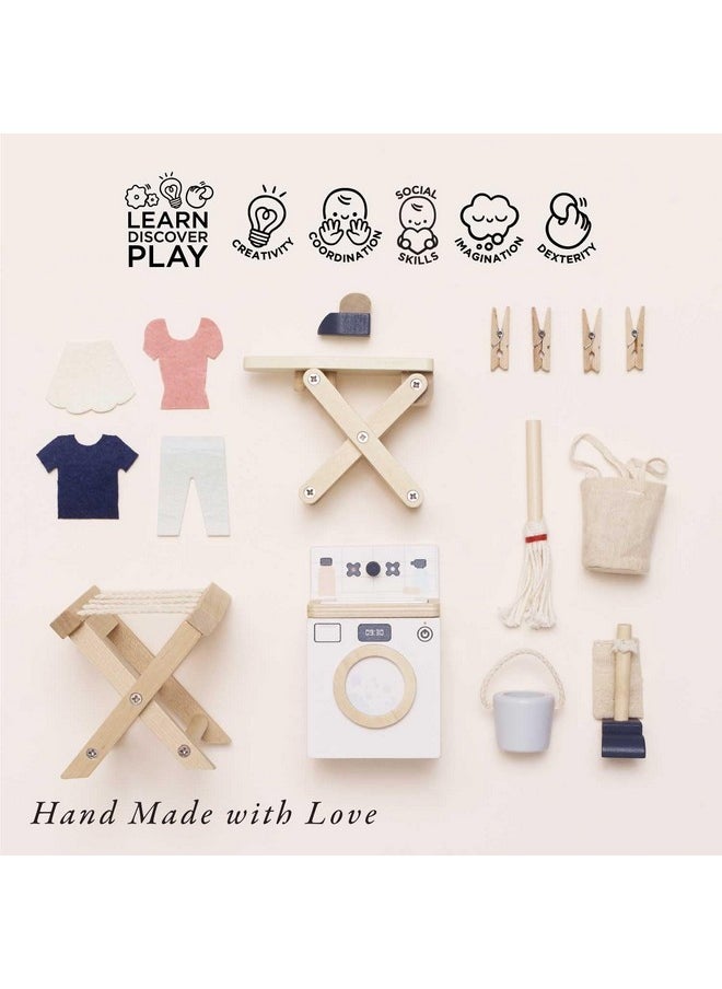 Le Toy Van - Wooden Daisylane Laundry Room Accessories Play Set for Dolls Houses | Girls or Boys Furniture Sets - Suitable for Ages 3+