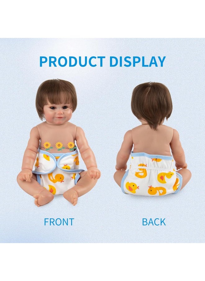 Reborn Baby Doll Diapers Underwear Accessories for 17-22 Inch Reborn Doll Diapers Washable Reusable Yellow Duck 4 PCS Set