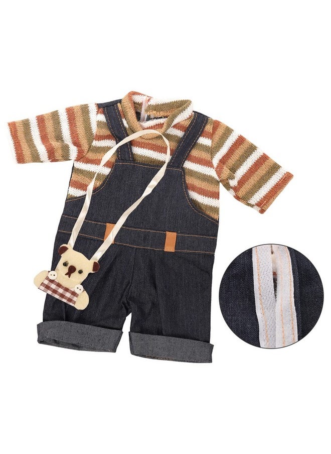 Miunana 13-16 Inch Baby Doll Dress with Bear Backpack Fit for 35-45 CM Baby Doll One-Piece Dress Baby Doll Bear Jumpsuit