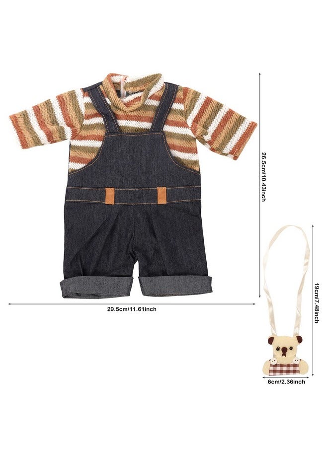 Miunana 13-16 Inch Baby Doll Dress with Bear Backpack Fit for 35-45 CM Baby Doll One-Piece Dress Baby Doll Bear Jumpsuit