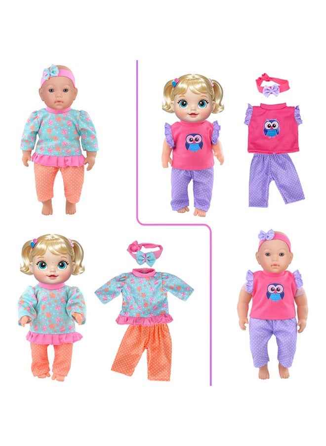 Doll Clothes 7 Sets Doll Playtime Outfits Clothes Hat Headband Fits for 10 Inch Baby Dolls 12 Inch New Born Baby/Alive Baby Dolls 14 inch Dolls (No Doll)