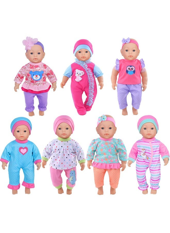 Doll Clothes 7 Sets Doll Playtime Outfits Clothes Hat Headband Fits for 10 Inch Baby Dolls 12 Inch New Born Baby/Alive Baby Dolls 14 inch Dolls (No Doll)