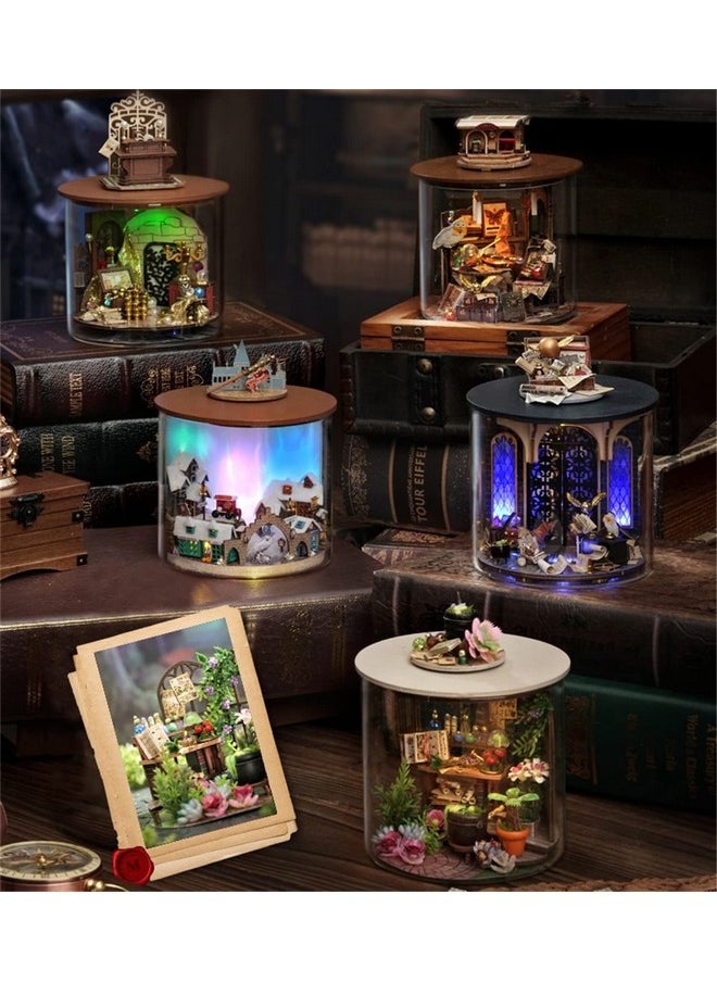 Flever Dollhouse Miniature DIY House Kit Creative Room Dream Bottle Series with Furniture for Romantic Valentine's Gift (Magic Garden)