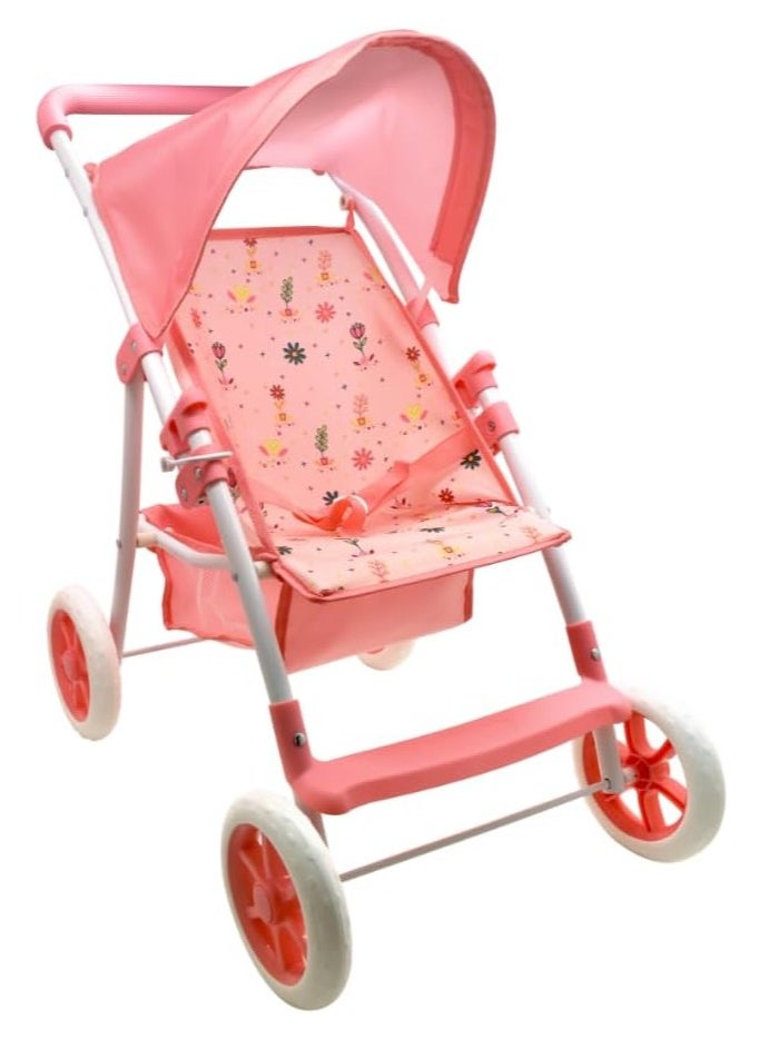 Dolls World Deluxe 4-Wheel Folding Stroller | Fits Dolls Up to 22