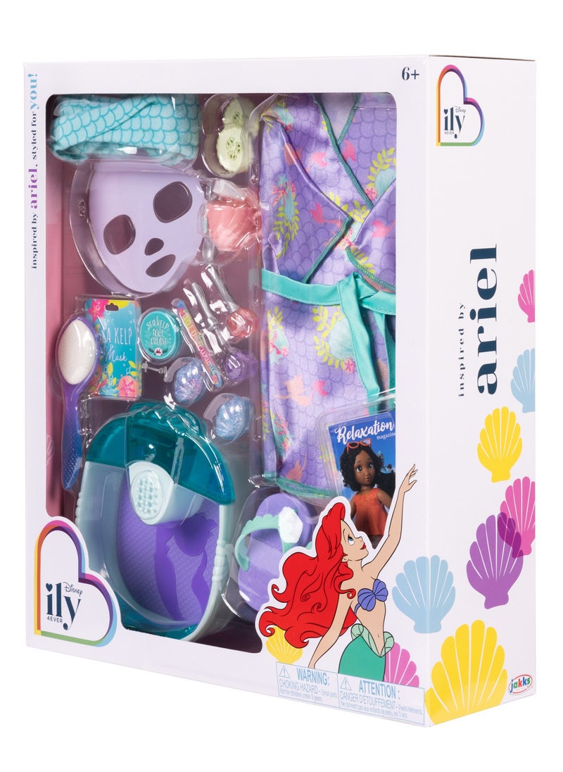 Disney ILY Ariel Inspired Deluxe Accessory Pack Spa Set | Disney Princess | Pretend Play | Fashion Dress for 18-Inches Doll | Dress Up | Gift for Kids and Teens | Doll not Included