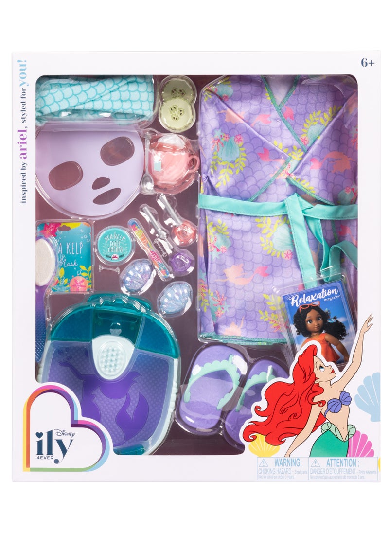 Disney ILY Ariel Inspired Deluxe Accessory Pack Spa Set | Disney Princess | Pretend Play | Fashion Dress for 18-Inches Doll | Dress Up | Gift for Kids and Teens | Doll not Included