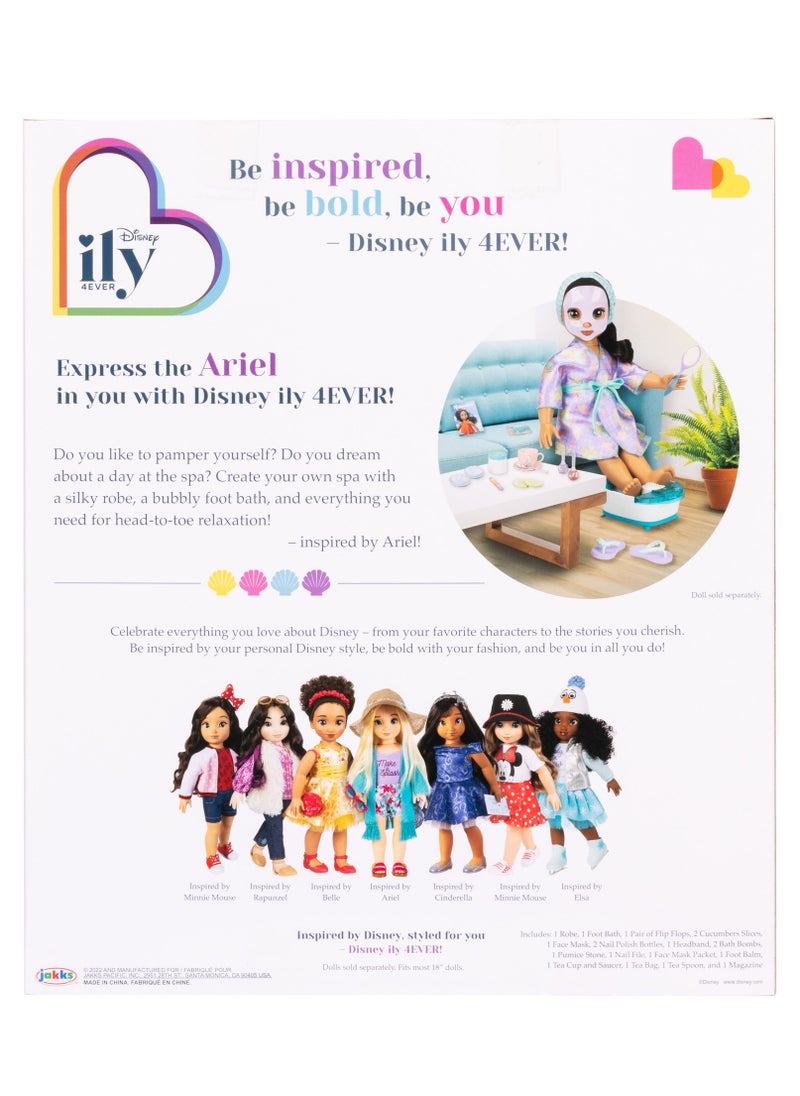 Disney ILY Ariel Inspired Deluxe Accessory Pack Spa Set | Disney Princess | Pretend Play | Fashion Dress for 18-Inches Doll | Dress Up | Gift for Kids and Teens | Doll not Included