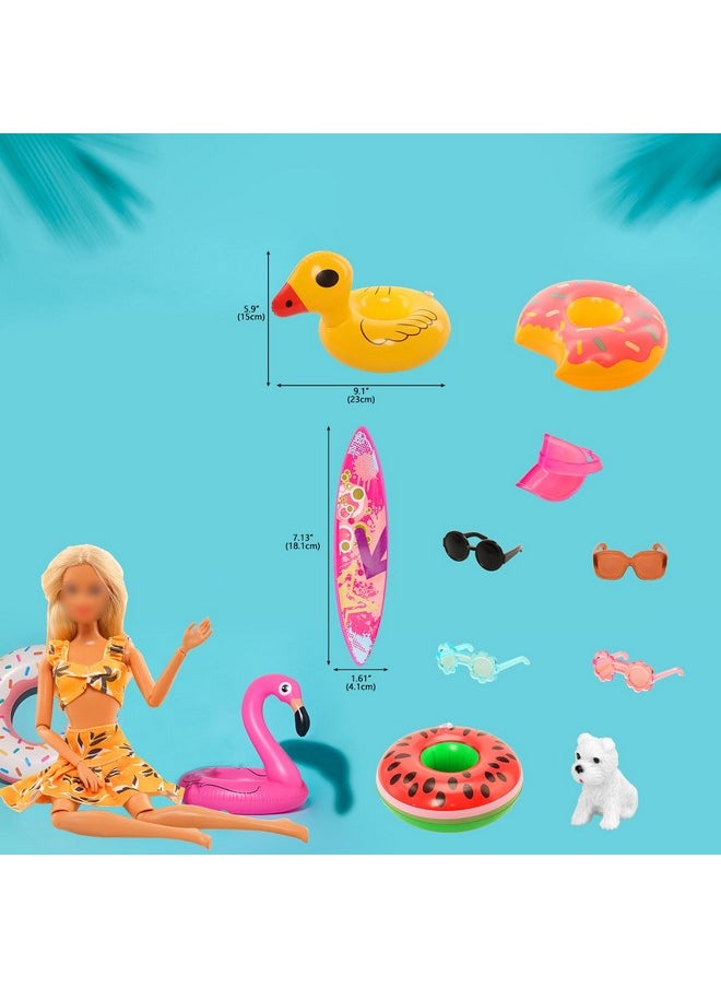 Miunana Lot 12 PCS Handmade Doll Clothes and Accessories Set Doll Swimming Clothes 11.5 Inch Dolls Random 3 PCS Swim Trunks for Boy Doll 5 PCS Swimsuits for Girl Doll 1 Surf Skateboard 2 Lifebuoys