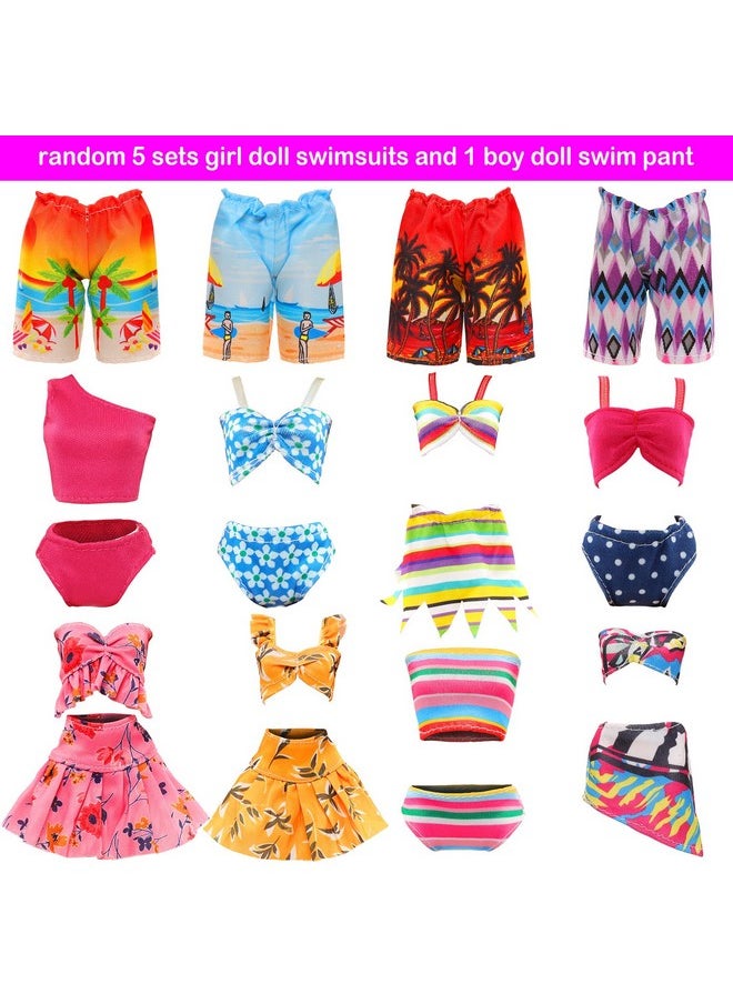 Miunana Lot 12 PCS Handmade Doll Clothes and Accessories Set Doll Swimming Clothes 11.5 Inch Dolls Random 3 PCS Swim Trunks for Boy Doll 5 PCS Swimsuits for Girl Doll 1 Surf Skateboard 2 Lifebuoys
