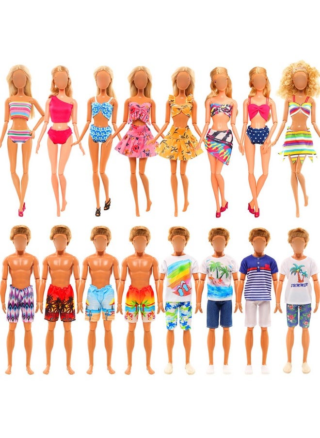 Miunana Lot 12 PCS Handmade Doll Clothes and Accessories Set Doll Swimming Clothes 11.5 Inch Dolls Random 3 PCS Swim Trunks for Boy Doll 5 PCS Swimsuits for Girl Doll 1 Surf Skateboard 2 Lifebuoys