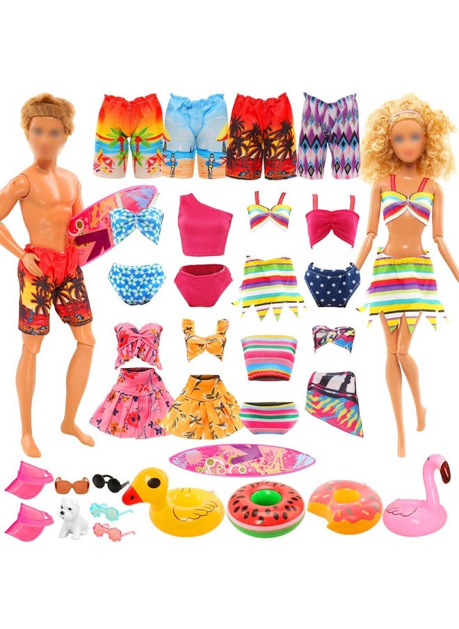 Miunana Lot 12 PCS Handmade Doll Clothes and Accessories Set Doll Swimming Clothes 11.5 Inch Dolls Random 3 PCS Swim Trunks for Boy Doll 5 PCS Swimsuits for Girl Doll 1 Surf Skateboard 2 Lifebuoys