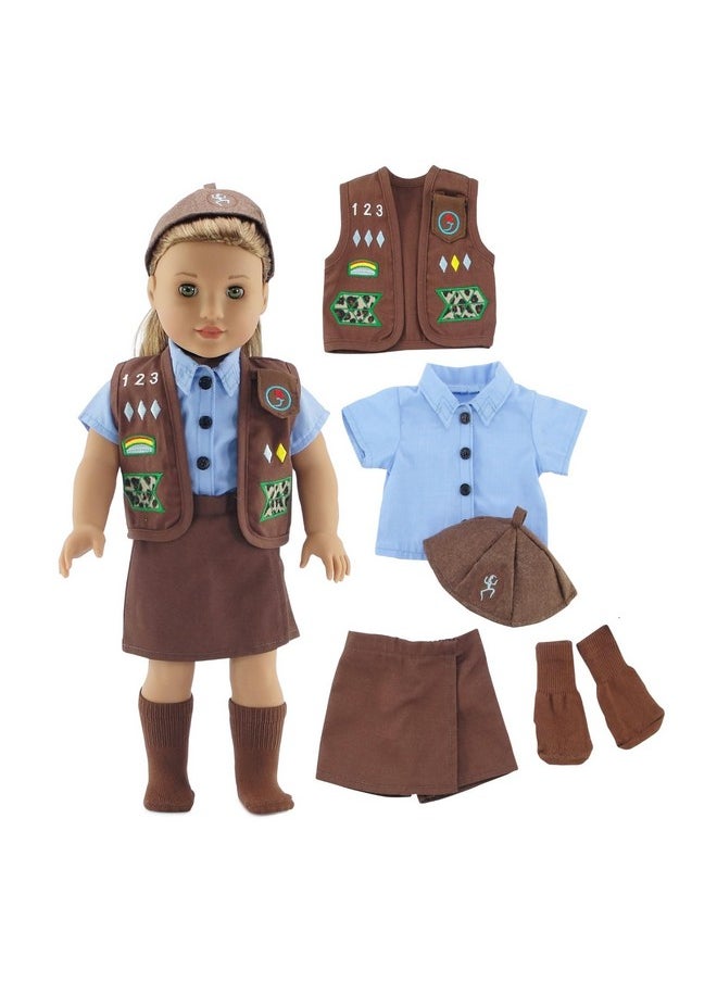 Emily Rose 18-inch Doll Clothes Modern 4-Piece Girl Scout Brownie Uniform | Officially Licensed by Girl Scouts of The USA | Gift Boxed!