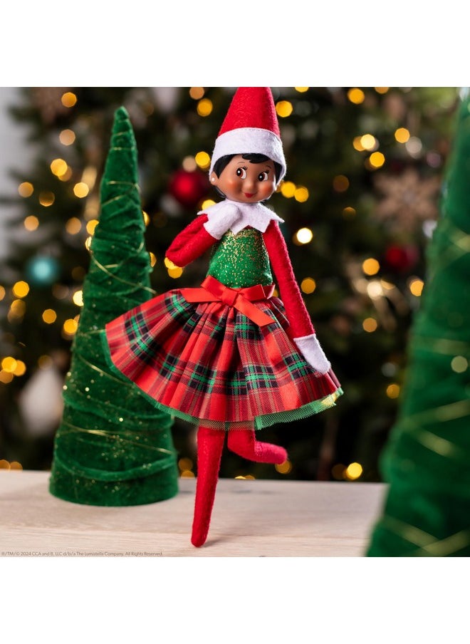 The Elf on the Shelf Claus Couture Gifts and Glamour Party Dress for Your Scout Elf - Includes Timeless Red and Green Plaid Party Dress with Sparkly Green Bodice