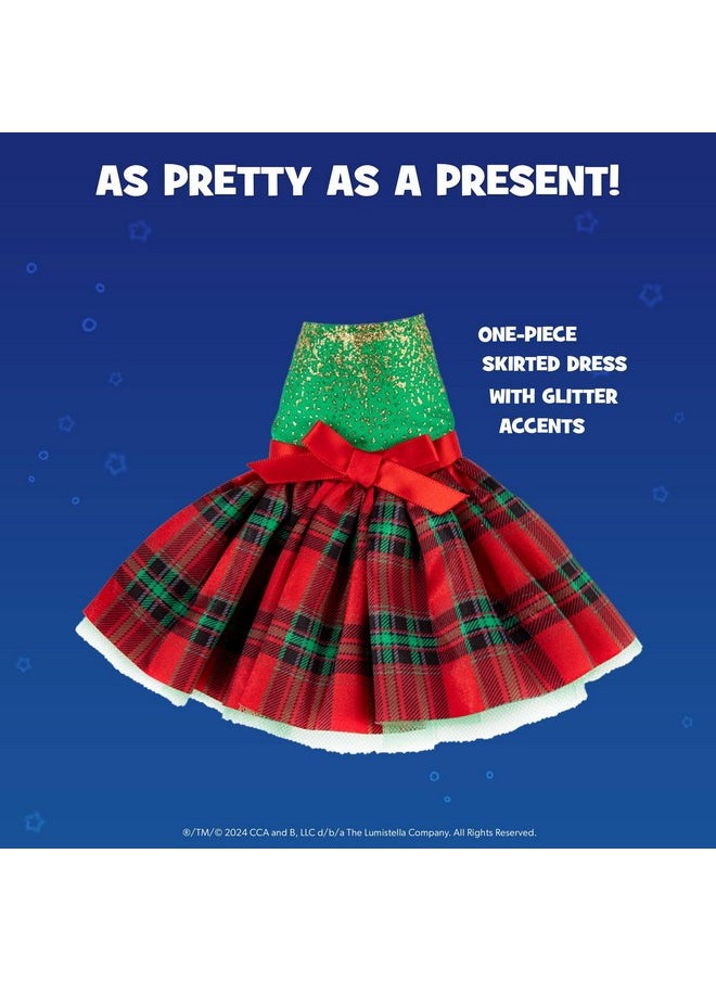The Elf on the Shelf Claus Couture Gifts and Glamour Party Dress for Your Scout Elf - Includes Timeless Red and Green Plaid Party Dress with Sparkly Green Bodice