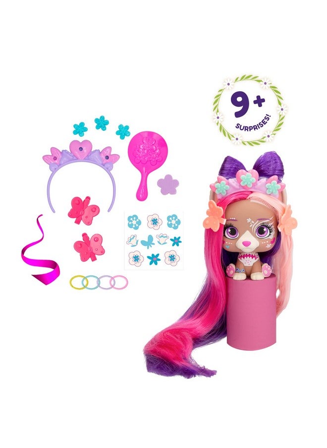 VIP Pets - Spring Vibes Series - Includes 1 VIP Pets Doll, 9 Surprises, 6 Accessories for Hair Styling | Girls & Kids Age 3+
