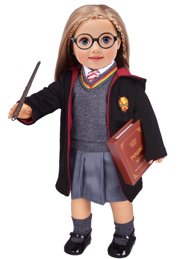 Magic School Uniform Inspired Halloween Costume Doll Clothes Clothing Outfits Accessories Set 10 Pcs for 18 inch Girl Dolls