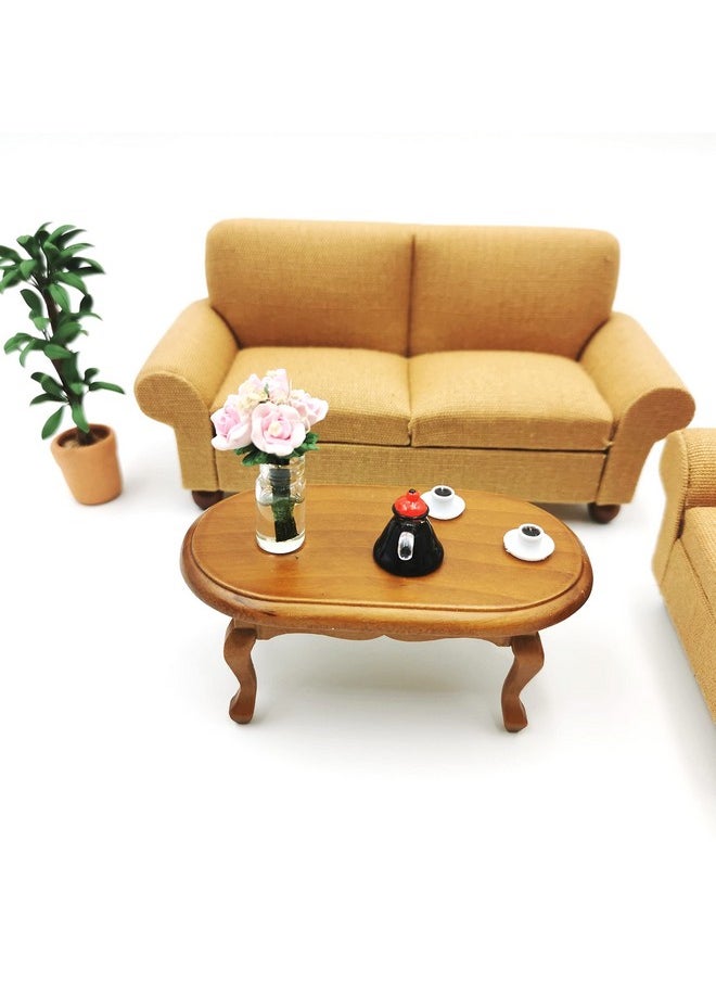 SXFSE Dollhouse Decoration Accessories,1/12 Mini Dollhouse Furniture Miniature Teatable Coffee Table Living Room Toy