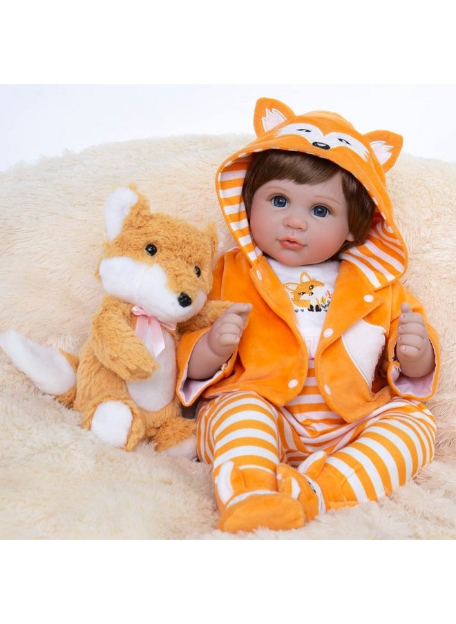 Aori Lifelike Baby Dolls Real Life Baby Doll 22 inch Realistic Reborn Baby Girl with Soft Body,Coming with Feeding Accessories for Girls