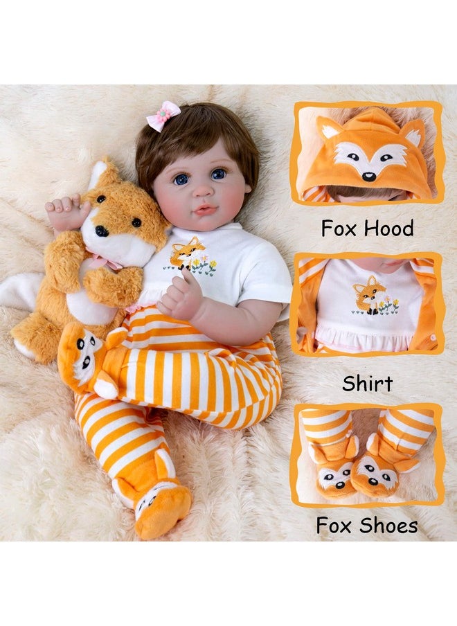 Aori Lifelike Baby Dolls Real Life Baby Doll 22 inch Realistic Reborn Baby Girl with Soft Body,Coming with Feeding Accessories for Girls