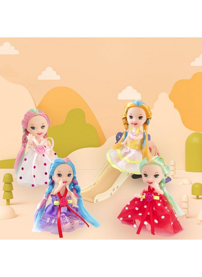 Huang Cheng Toys 10 Sets 4 Inch Mini Alive Lovely Baby Dolls Girl Dolls Include 10 Pieces Girl Mini Dolls, 10 Sets Handmade Doll Clothes, 10 Pairs of Doll Shoes