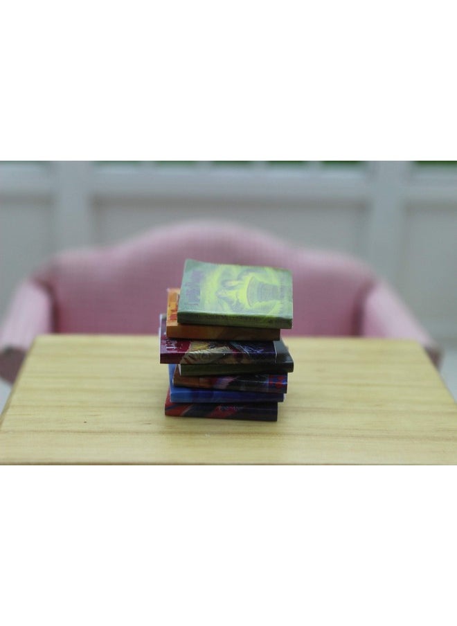 SXFSE Dollhouse Decoration Accessories, 1:12 Dollhouse Miniature Scene Model Novel Books for Bedroom Book Room Play Toy 7 Pcs (Multicolored, 20 x 24 mm)