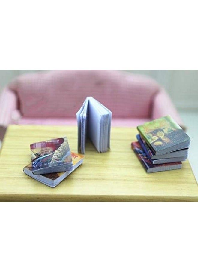 SXFSE Dollhouse Decoration Accessories, 1:12 Dollhouse Miniature Scene Model Novel Books for Bedroom Book Room Play Toy 7 Pcs (Multicolored, 20 x 24 mm)